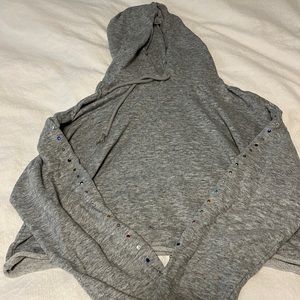 levi’s size medium grey cropped hoodie with gem lining on sleeves